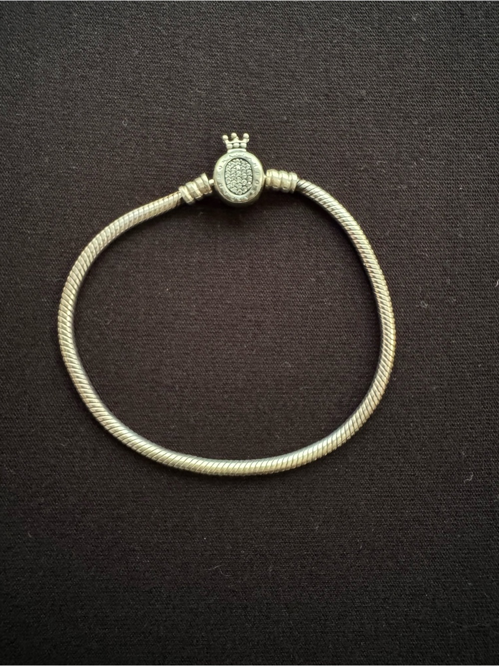 Pandora Silver Crown Clasp Snake Bracelet in Silver Tone